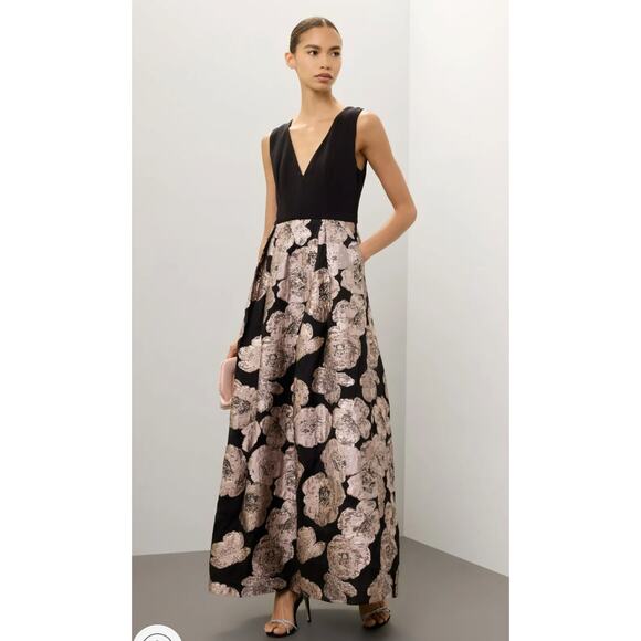 Hutch Black Floral Jacquard Gown - Size 10 - Picture 1 of 9